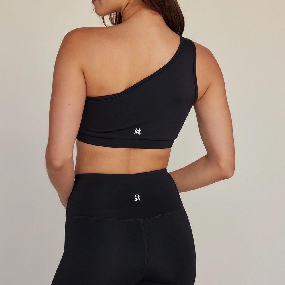 Strut This One-Shoulder Black Bralette- Ruby Bra - Picture 3 of 7